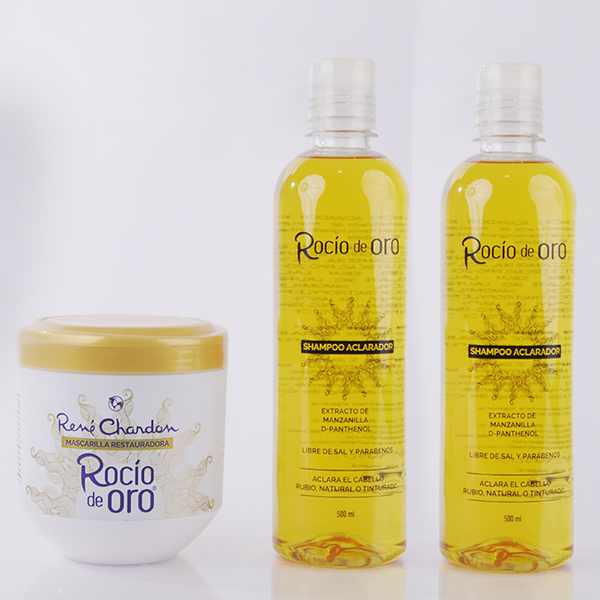 COMBO 2 SHAMPOO ACLARADORES + 1 MASCARILLA RESTAURADORA ROCIO DE ORO