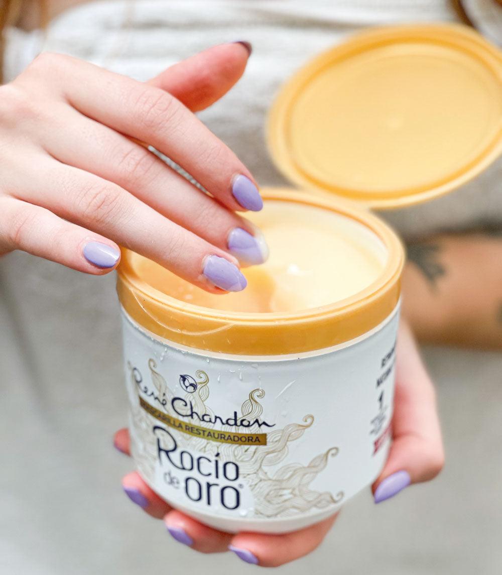 mascarilla restauradora para el cabello rocio de oro